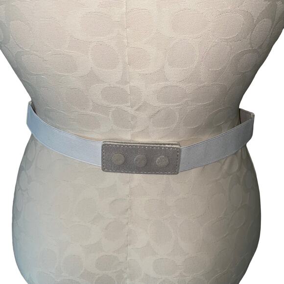 White House Black Market Beaded Studded Rhinestone snap button elastic belt sz S - Picture 6 of 16